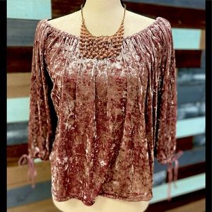 Velvet Off The Shoulder 3/4 Length Sleeve